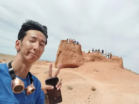 Selfie at a red rock formation