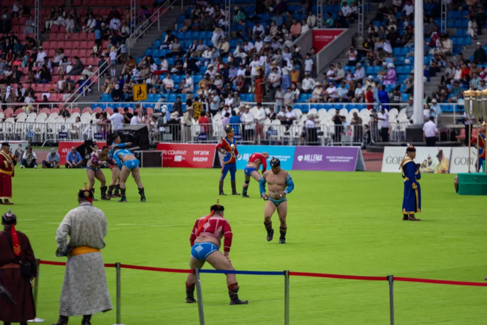 Crowds at the Central Stadium in Ulaanbaatar during Naadam